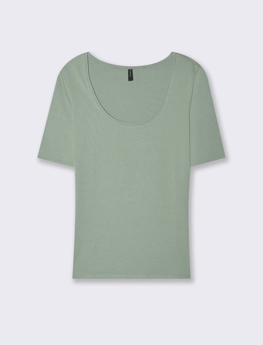T-SHIRT CON MANICA A 3/4 - Verde foresta