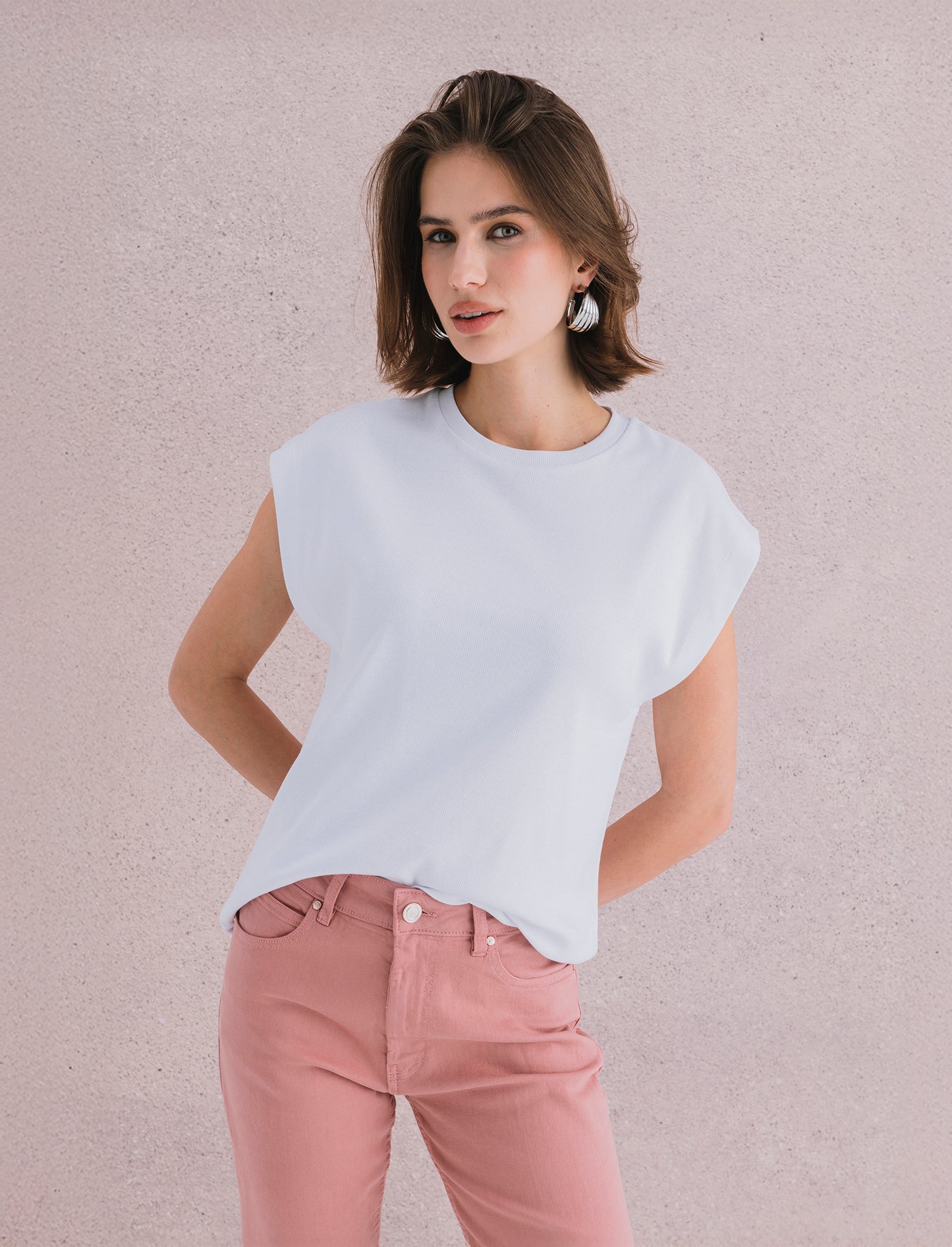 T-SHIRT A COSTE - Bianco