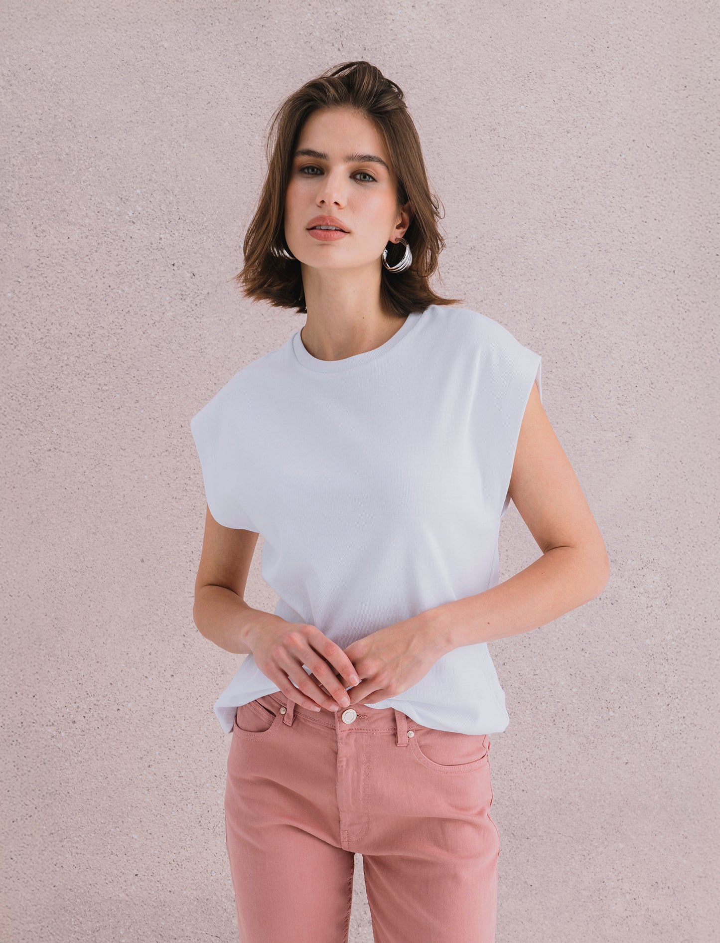 T-SHIRT A COSTE - Bianco