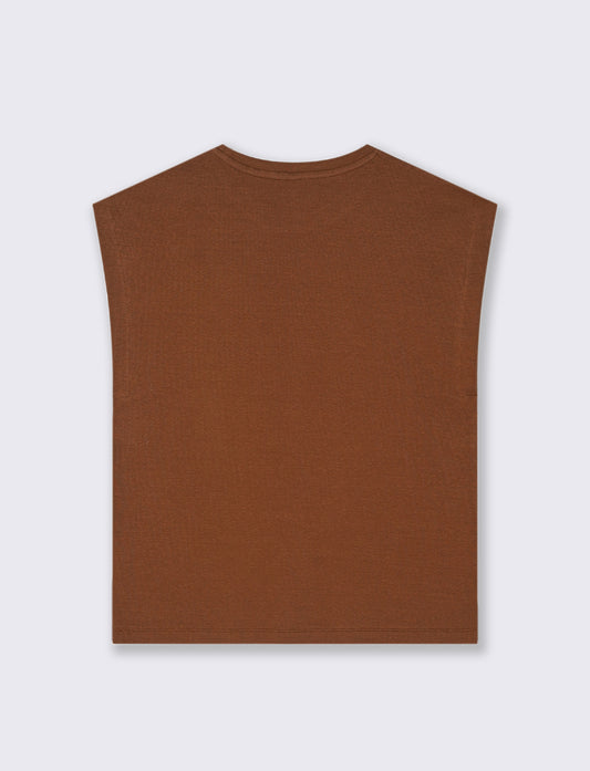 T-SHIRT A COSTE - Marrone tabacco