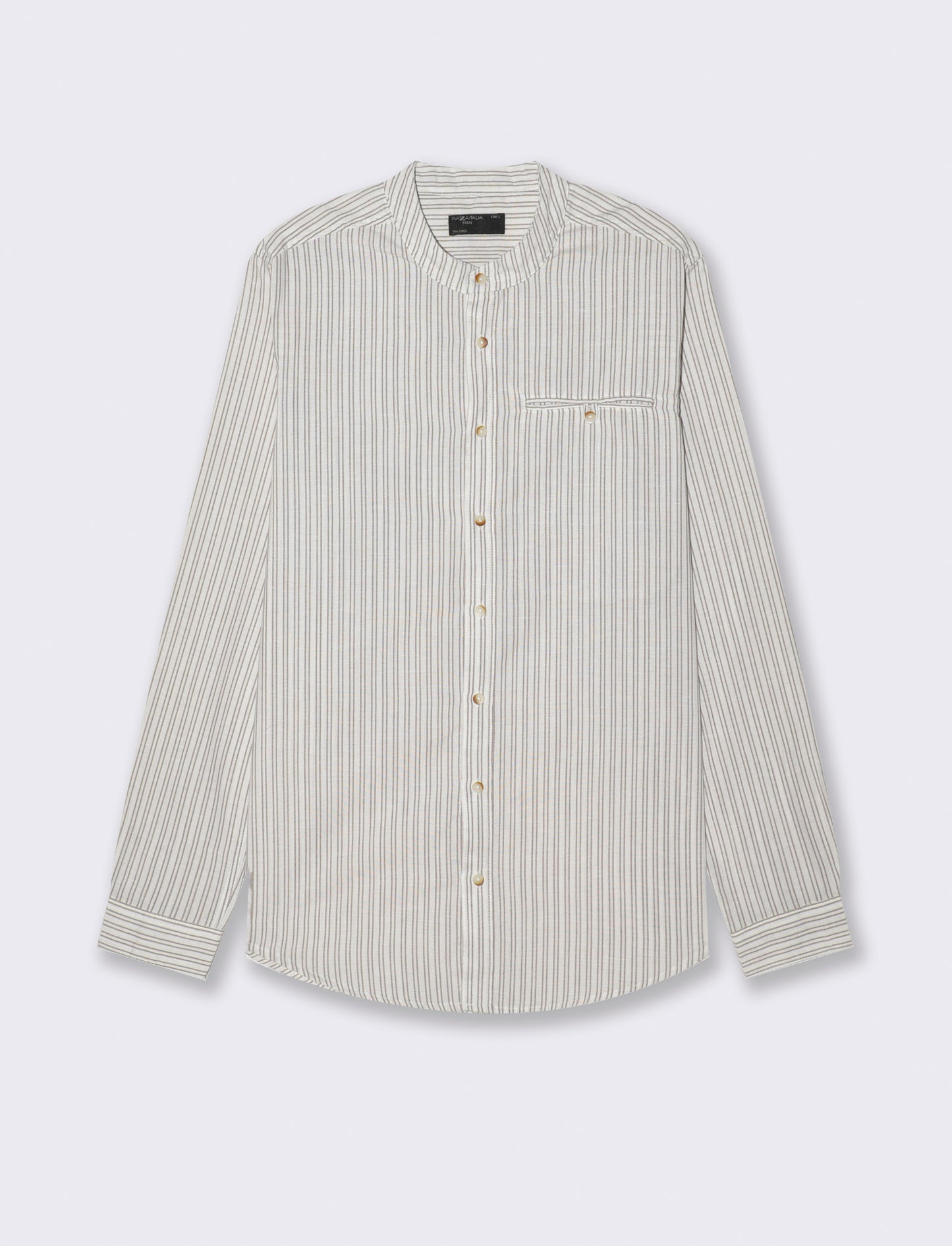 Camicia coreana a righe da uomo - Bianco