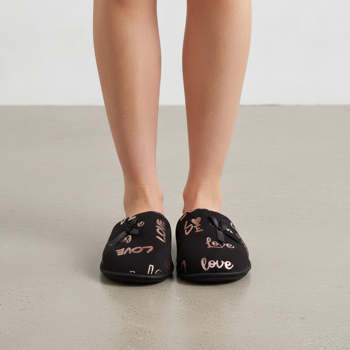 Black slipper with Love writing - Black