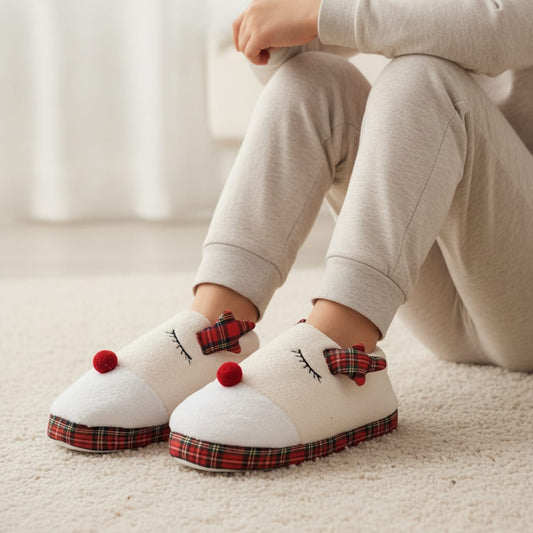 Pantofola natalizia da donna - Bianco