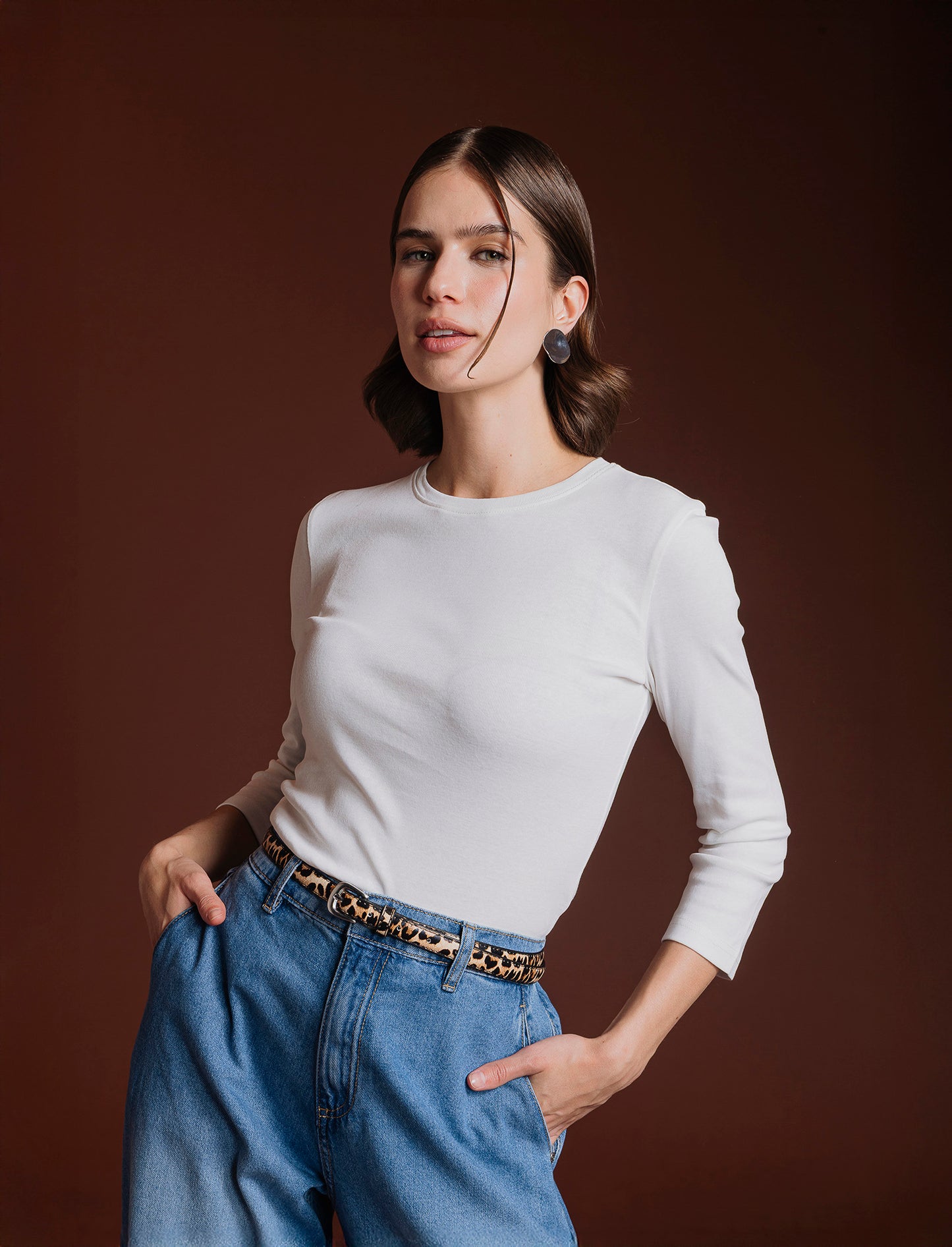 T-SHIRT A COSTE - Bianco latte