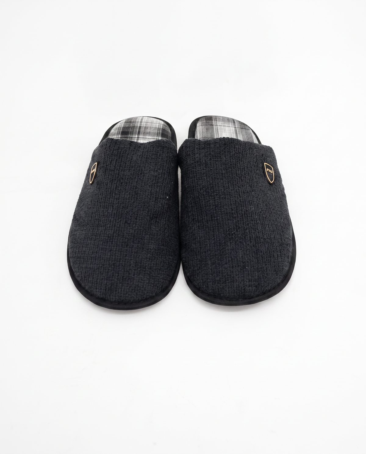 Pantofola uomo effetto galles in tessuto - Nero