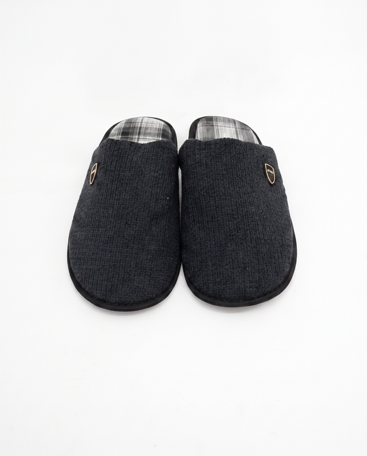 Pantofola uomo effetto galles in tessuto - Nero