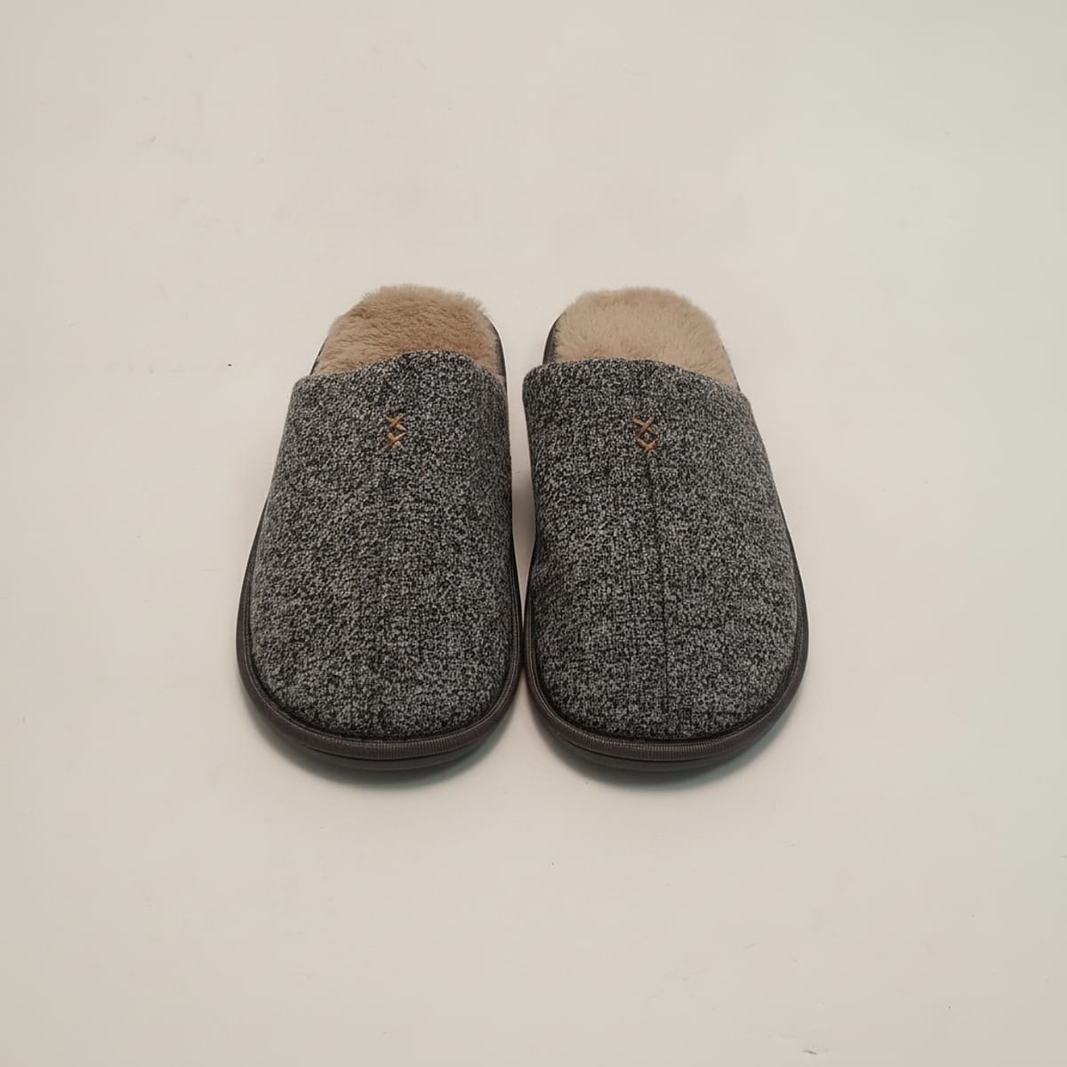 Men's slipper with fur-effect lining - Grey