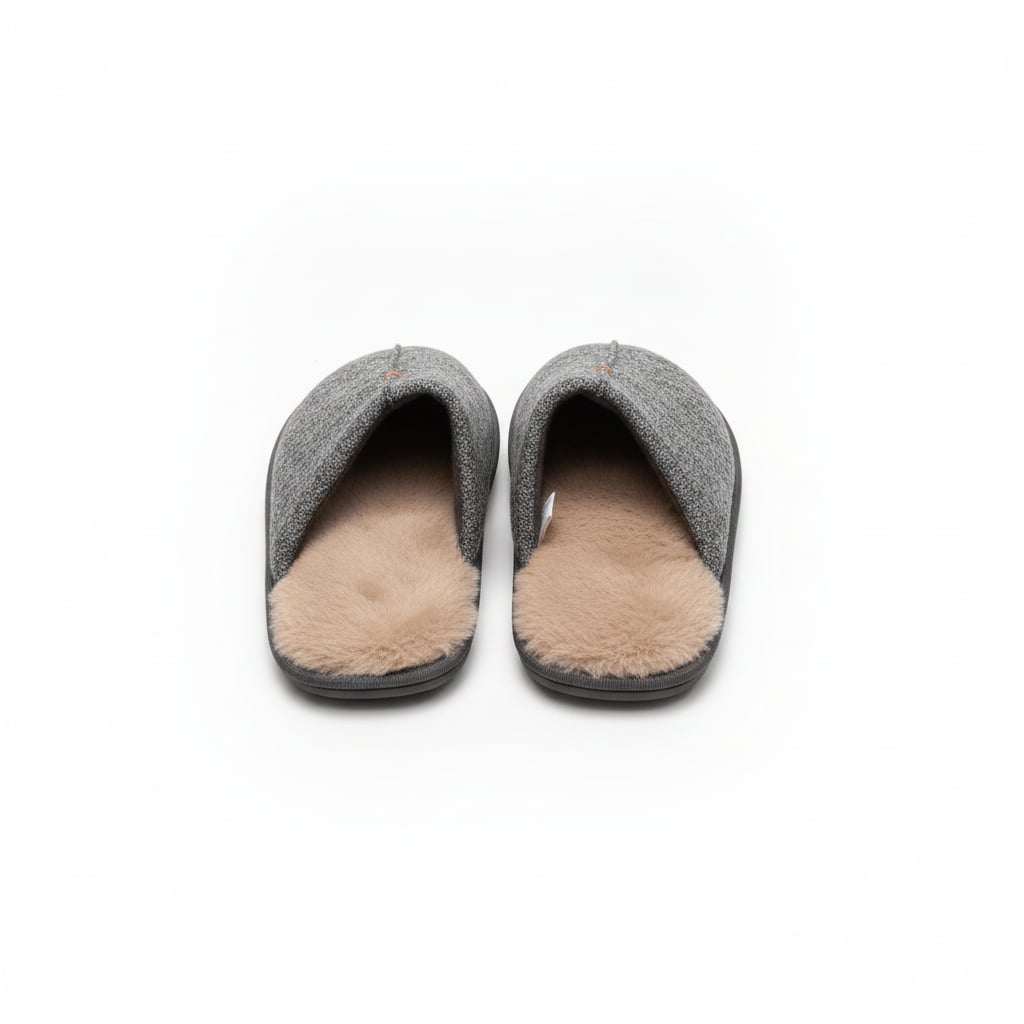 Men's slipper with fur-effect lining - Grey