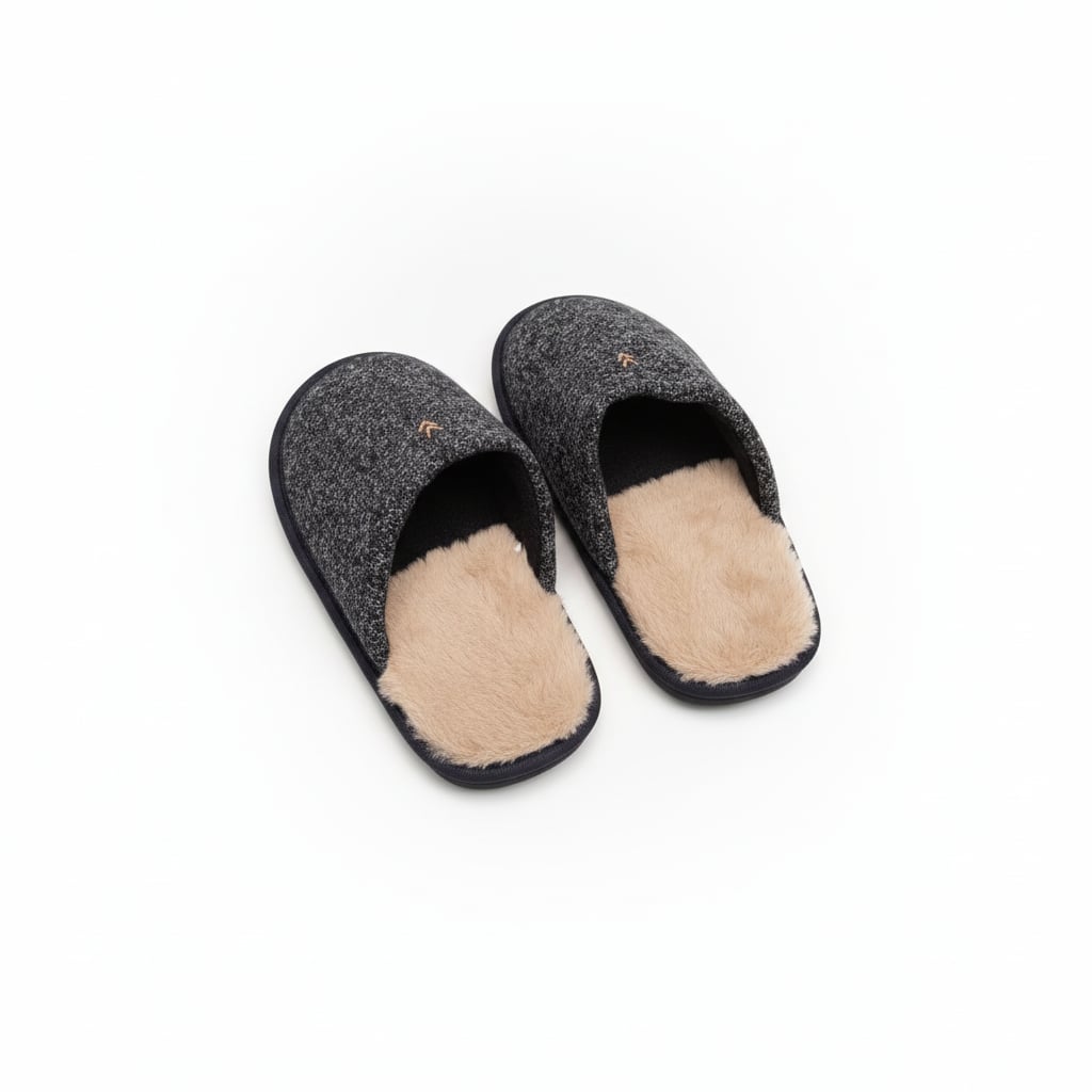 Men's slipper with fur-effect lining - Blue