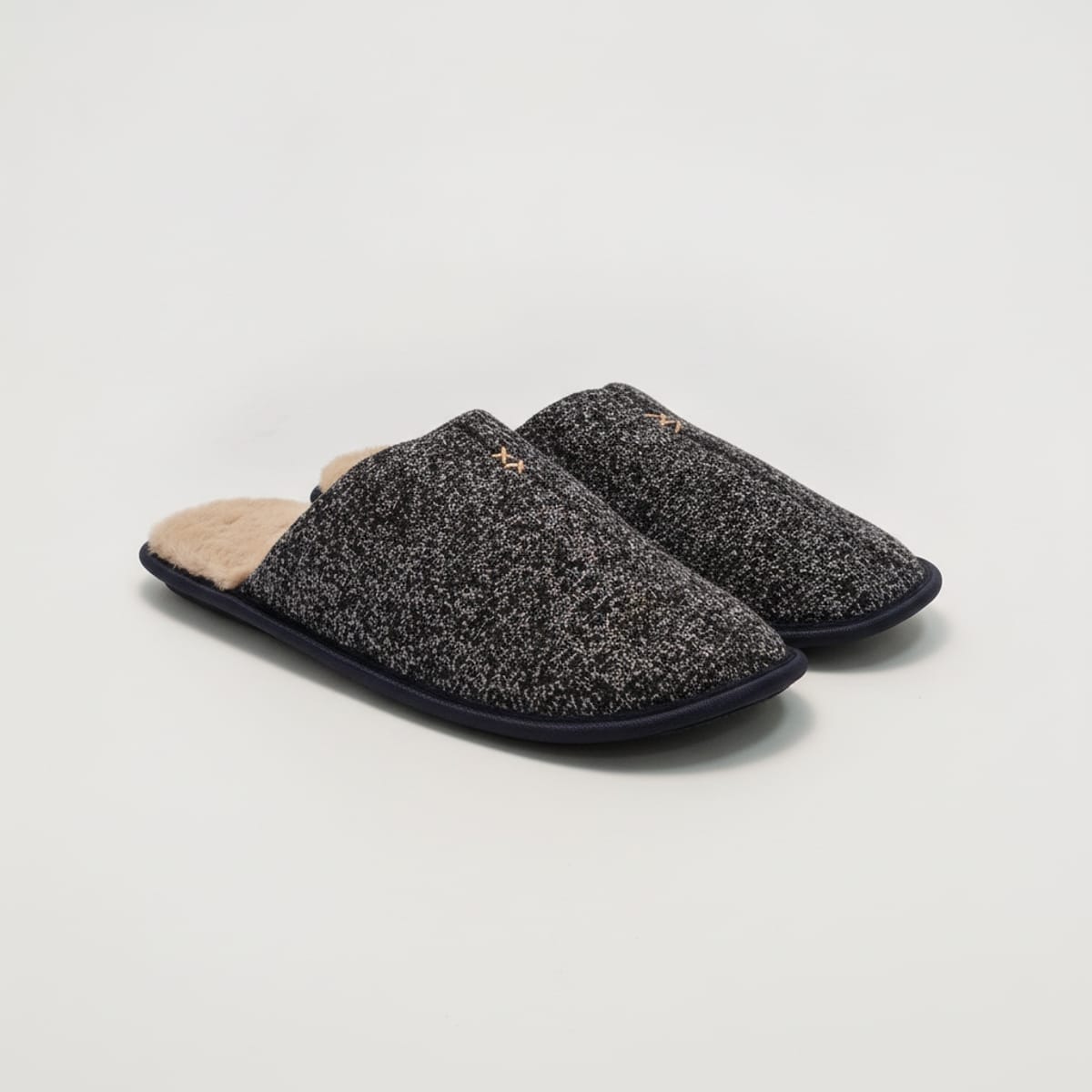 Men's slipper with fur-effect lining - Blue