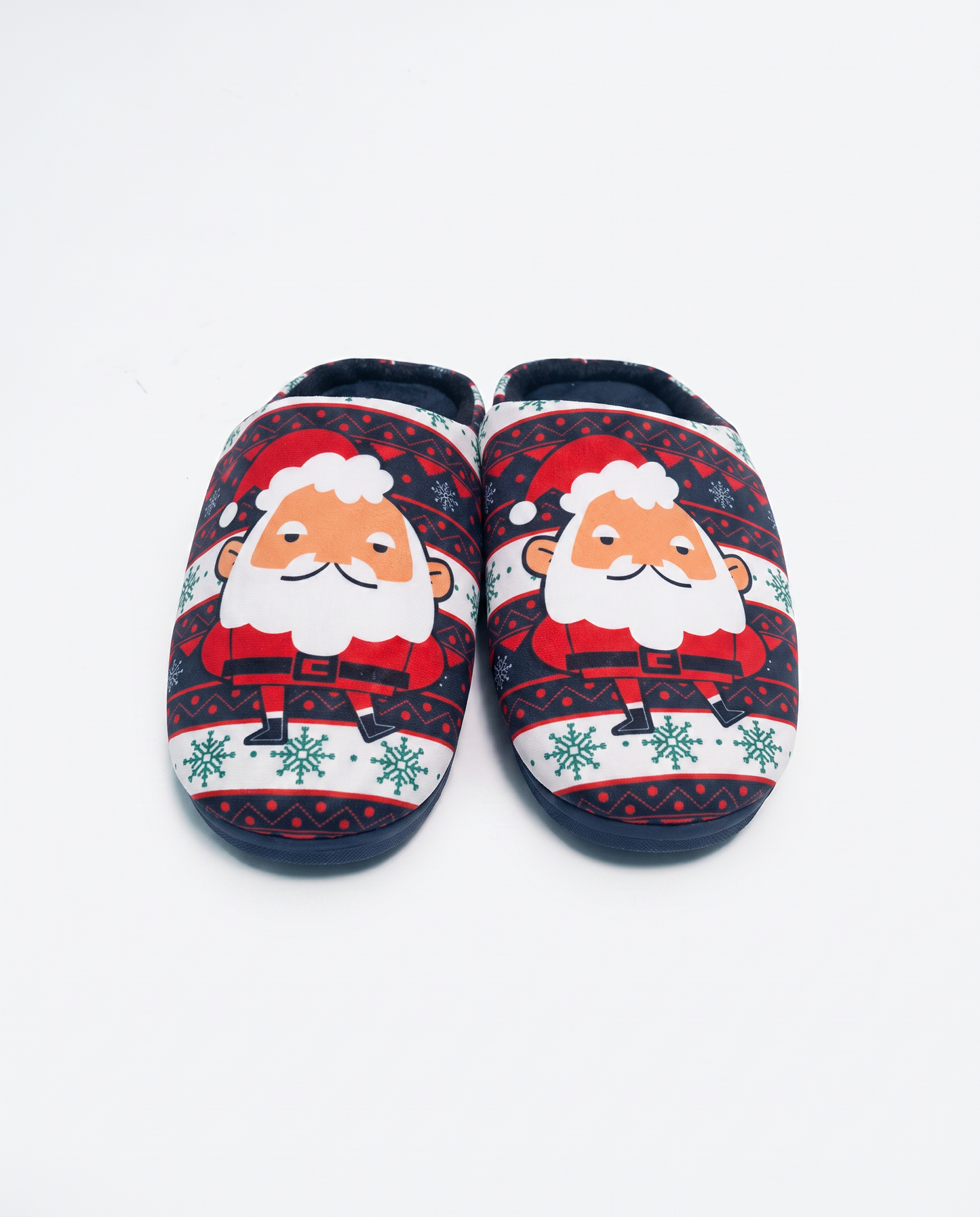 Blue Slippers with Mini Santa Claus - Blue
