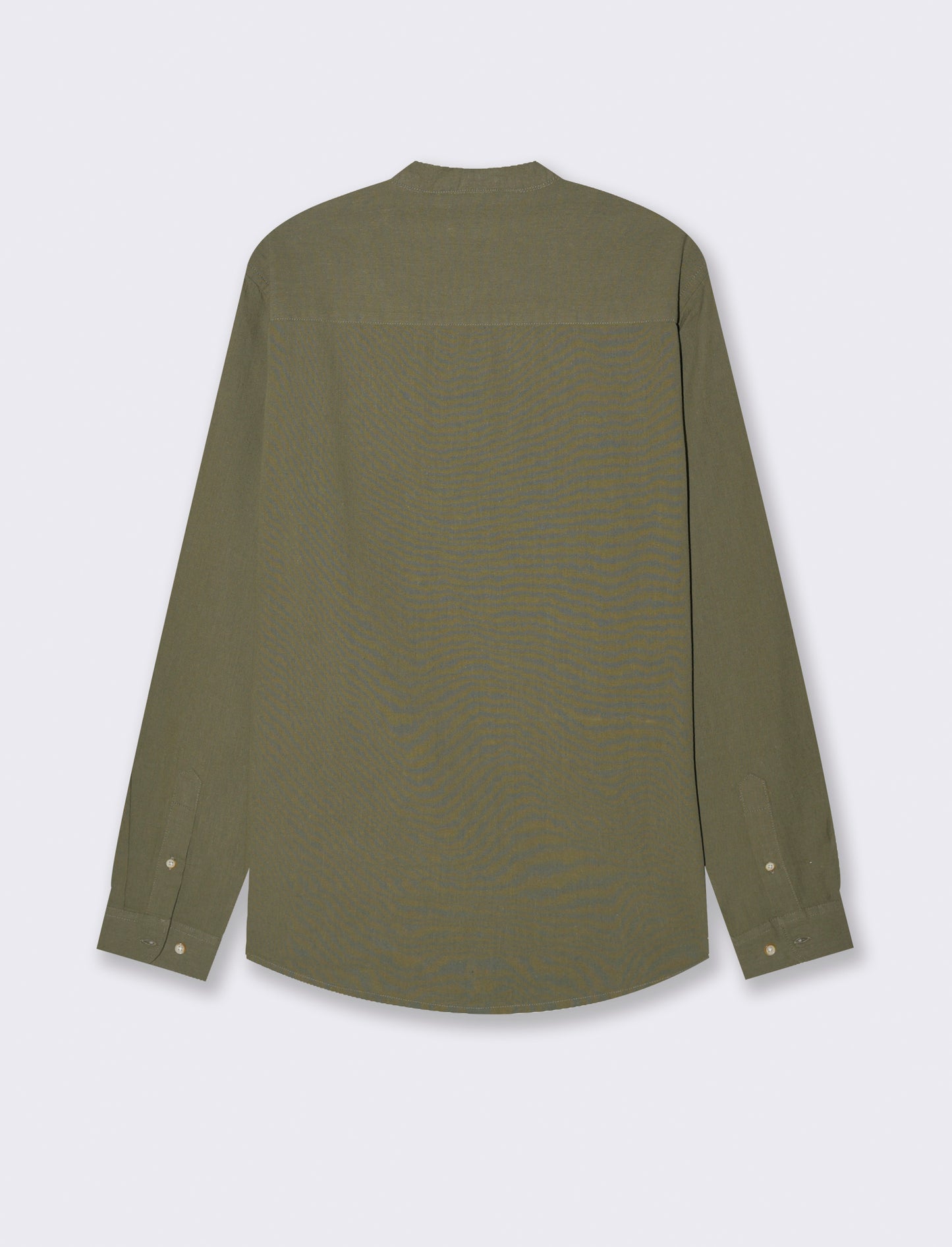 Camicia a casacca misto lino da uomo - Verde militare