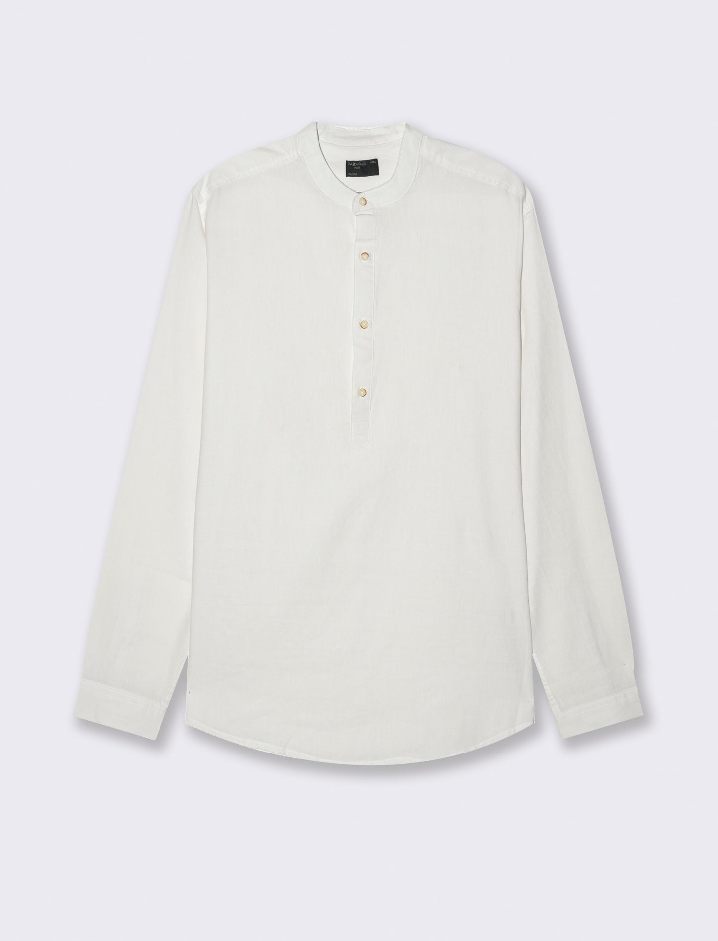 Camicia a casacca misto lino da uomo - Bianco