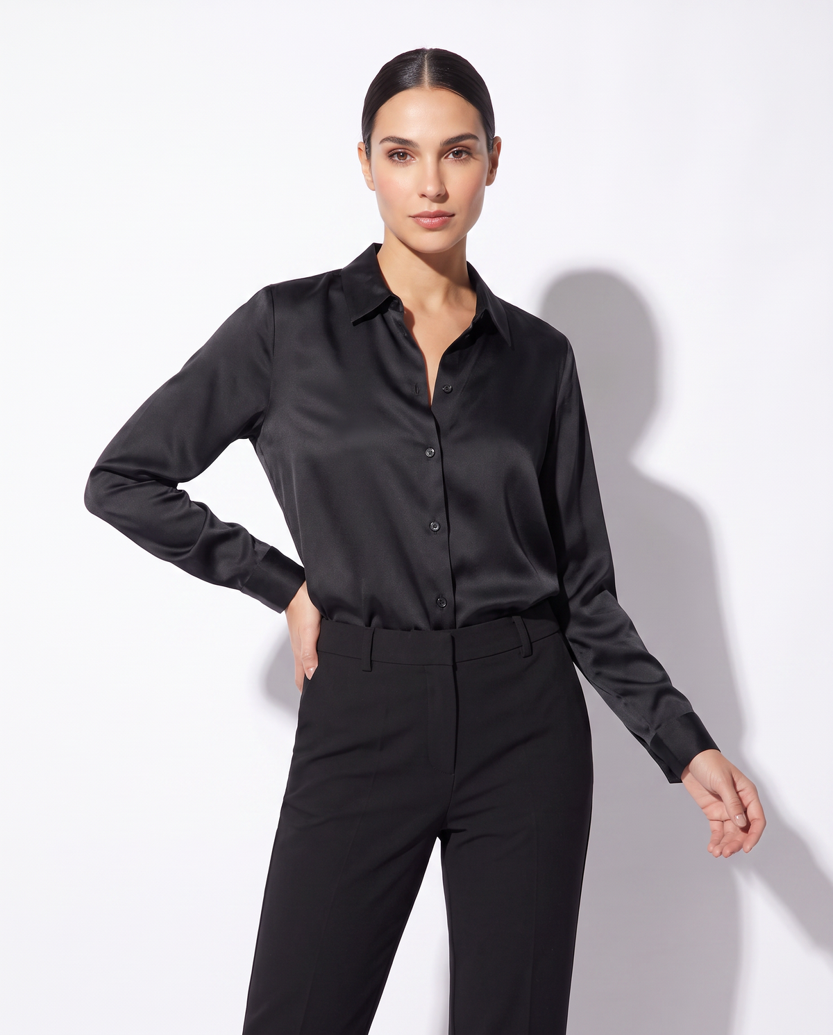 Elegant and Versatile Long Sleeve Shirts - Black