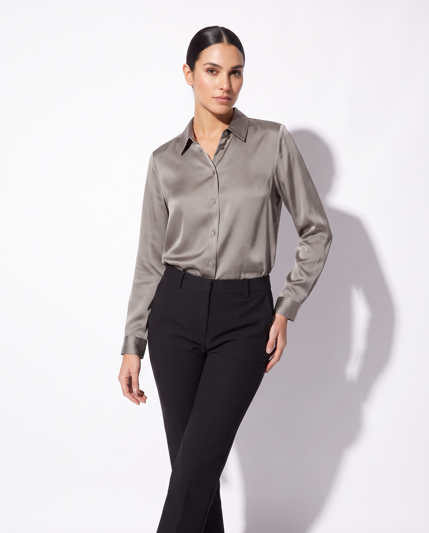 Camicie manica lunga eleganti e versatili - Grigio tortora