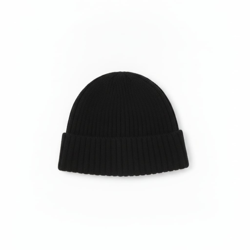 Cappello a cuffia con risvolto - Nero