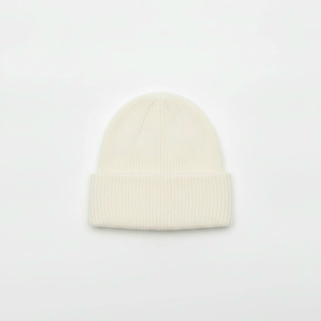 Cappello a coste con risvolto donna - Bianco sporco