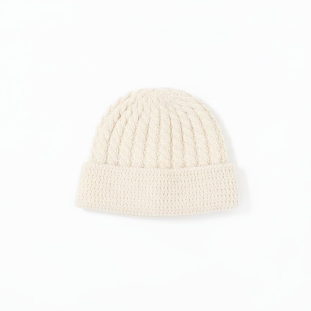 Cappello da con trecce e risvolto - Bianco sporco