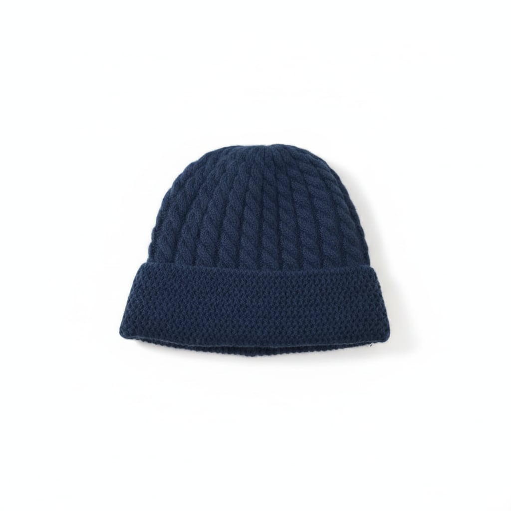 Cappello da con trecce e risvolto - Blu