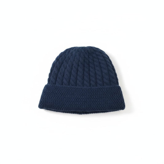 Hat with braids and cuff - Blue