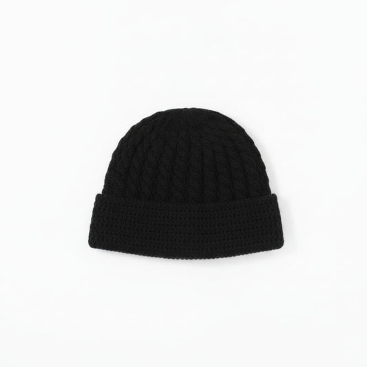 Hat with braids and cuff - Black