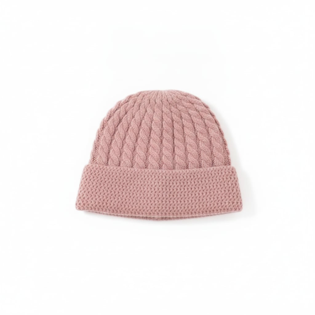 Cappello da con trecce e risvolto - Rosa