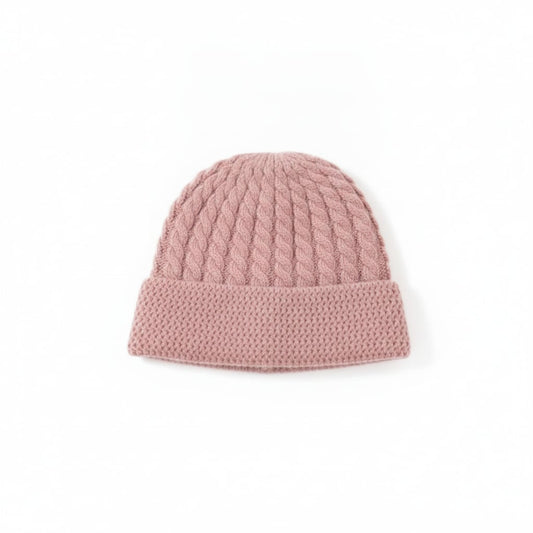 Hat with braids and cuff - Pink