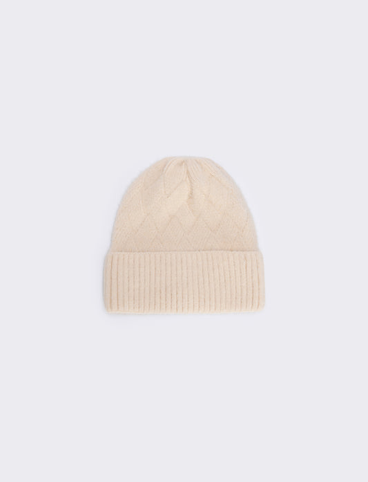 Ribbed Cuff Beanie - White