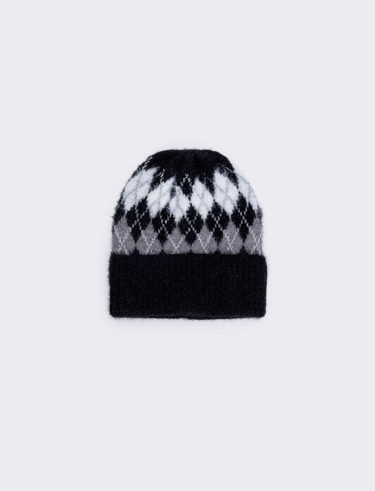 Plaid Hat with Cuff - Black