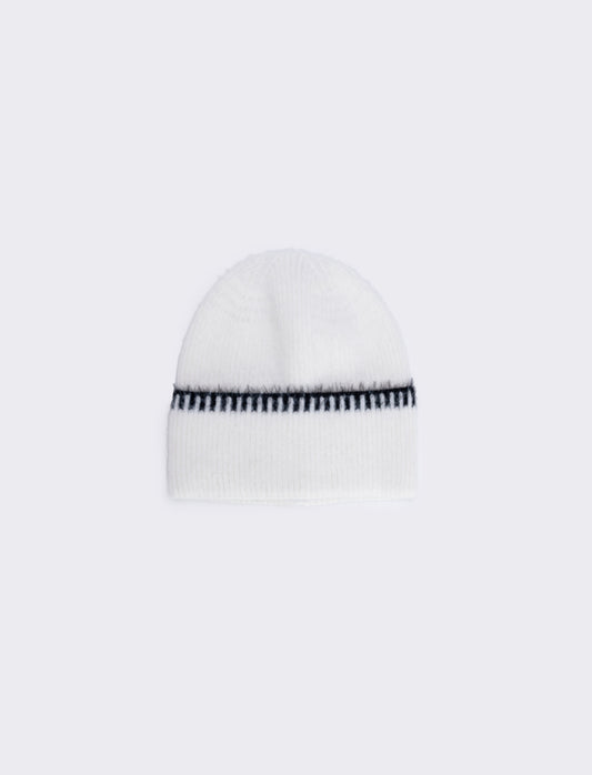 Embroidered Cuff Hat - White