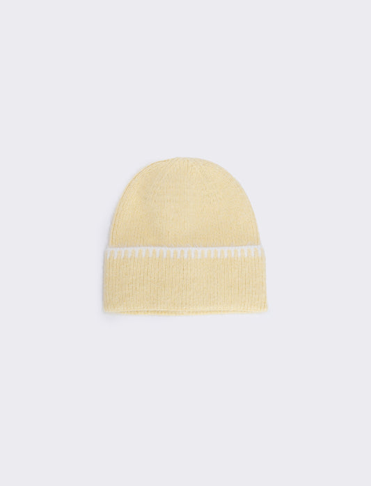 Embroidered Cuff Hat - Yellow