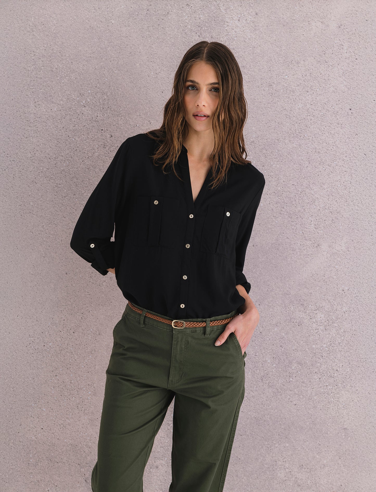 CAMICIA CON TASCHE - Nero