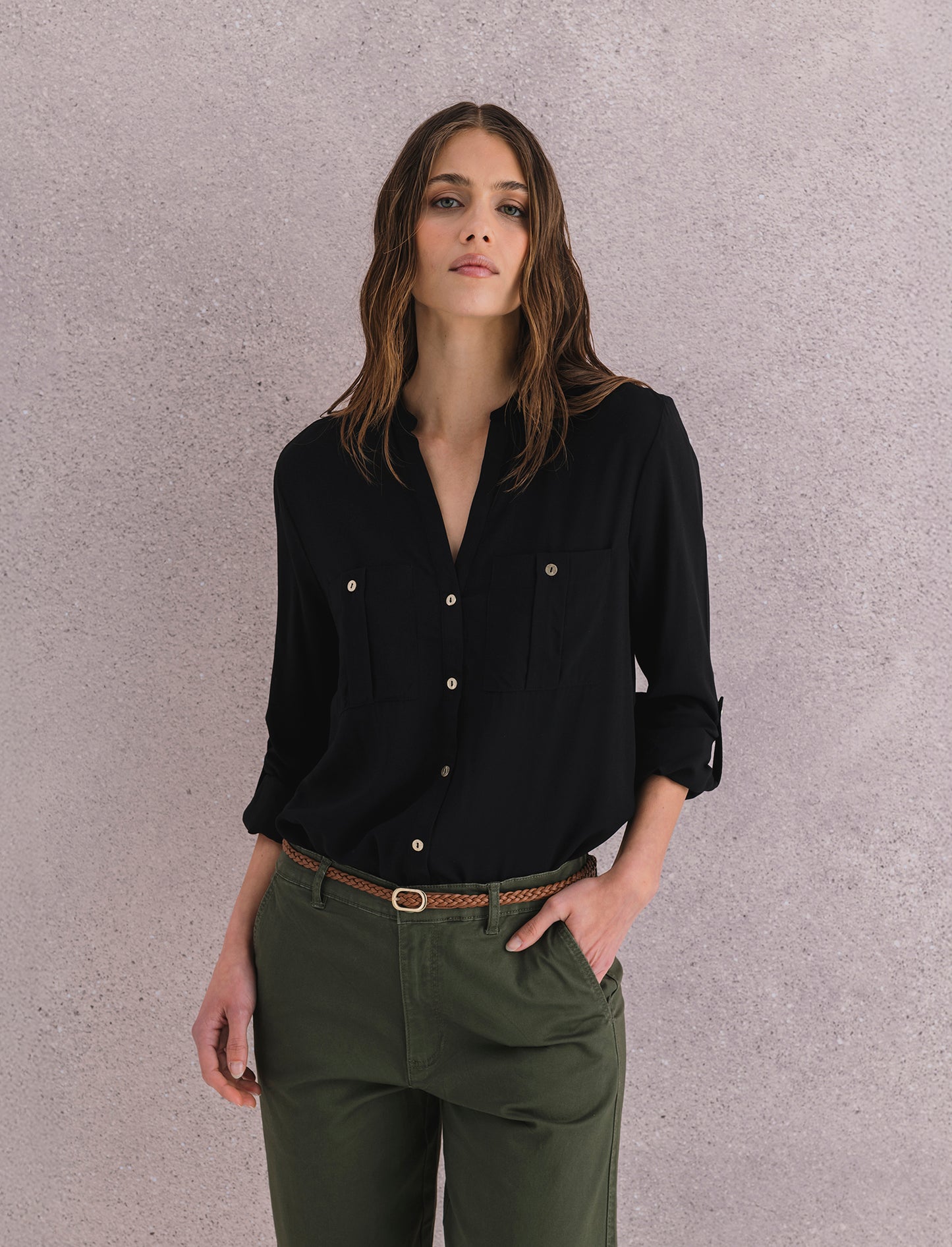 CAMICIA CON TASCHE - Nero