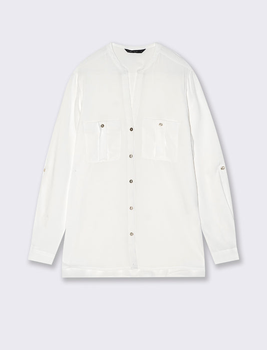 CAMICIA CON TASCHE - Bianco latte