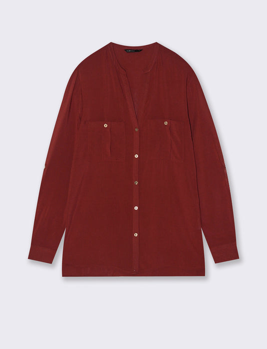 CAMICIA CON TASCHE - Marrone bruciato