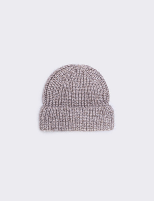 Cuffed hat with wide braid - Beige
