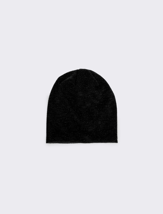 Lurex Beanie for a Glamorous Touch - Black