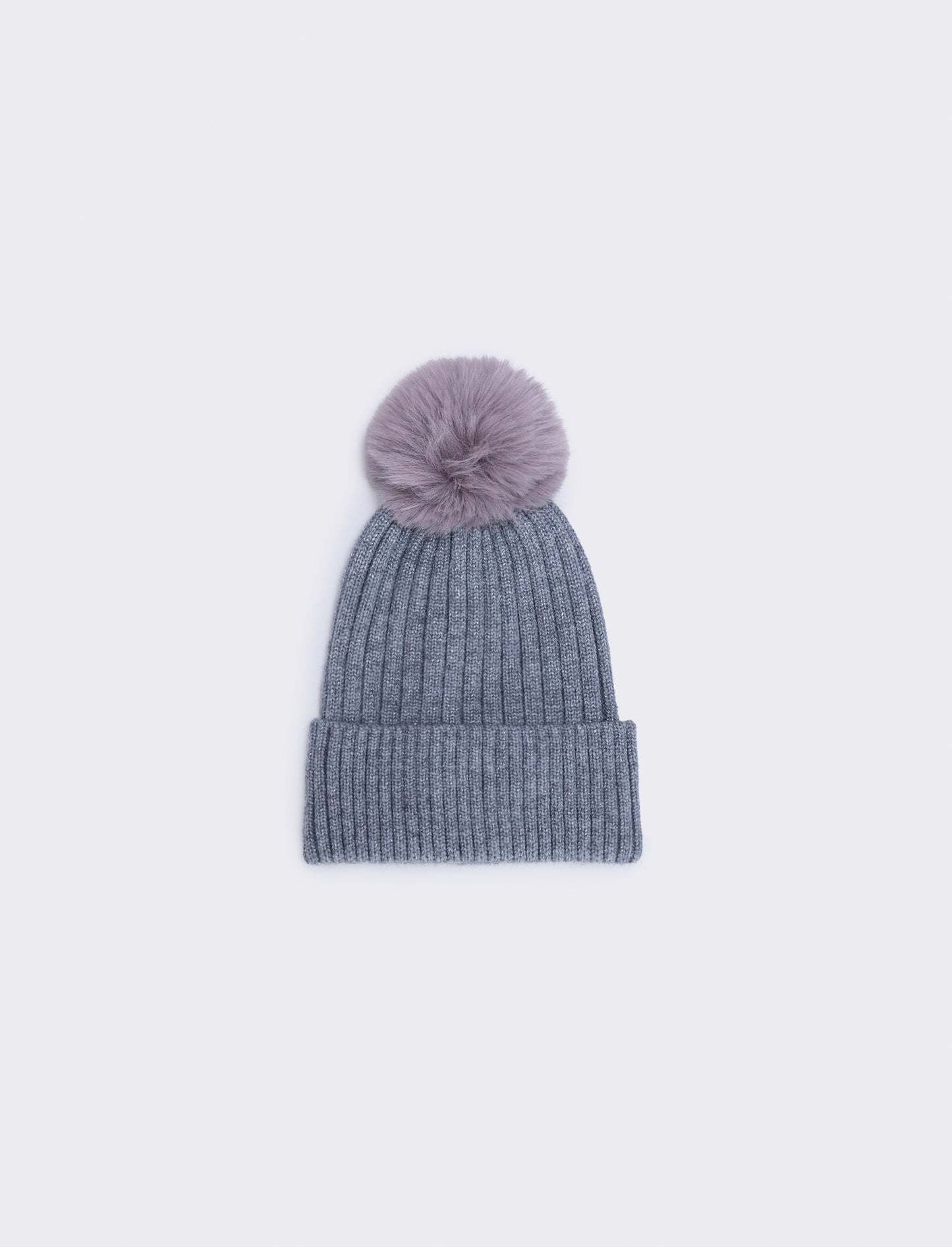 Cappello lurex con pon pon - Grigio