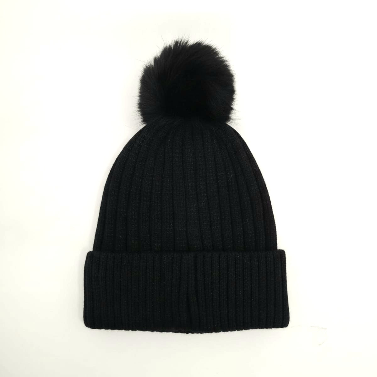 Cappello lurex con pon pon - Nero