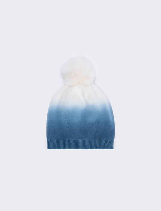 Gradient hat with pom pom for women - Blue