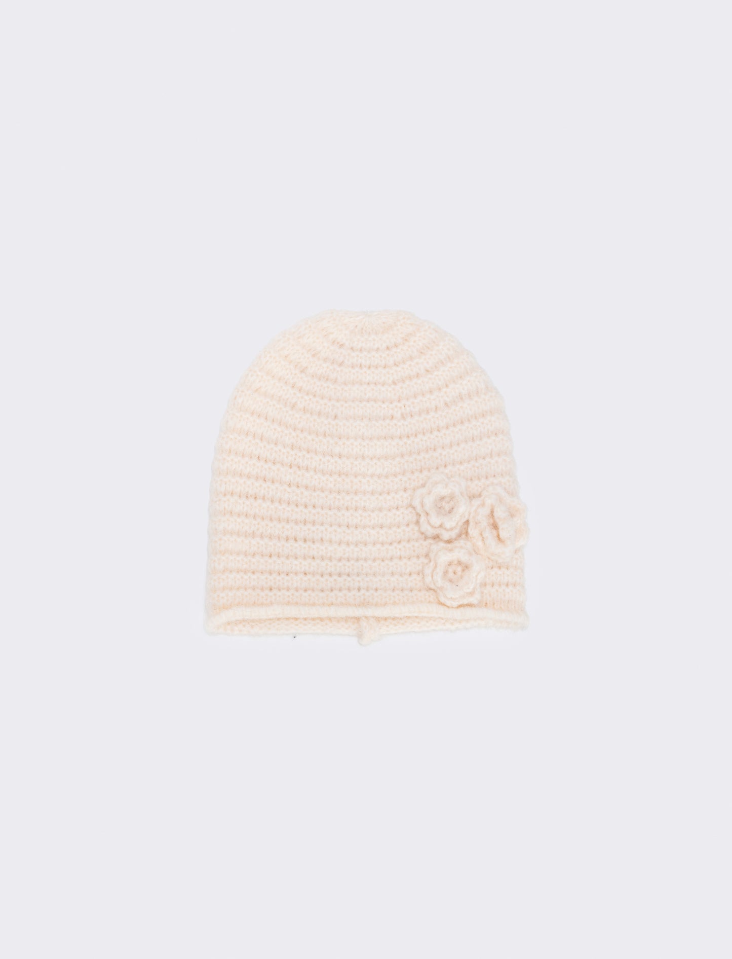 Cuffia con Fiori Applicati - Bianco sporco
