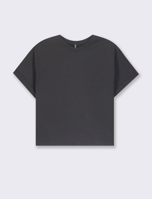T-SHIRT CON RISVOLTO - Nero