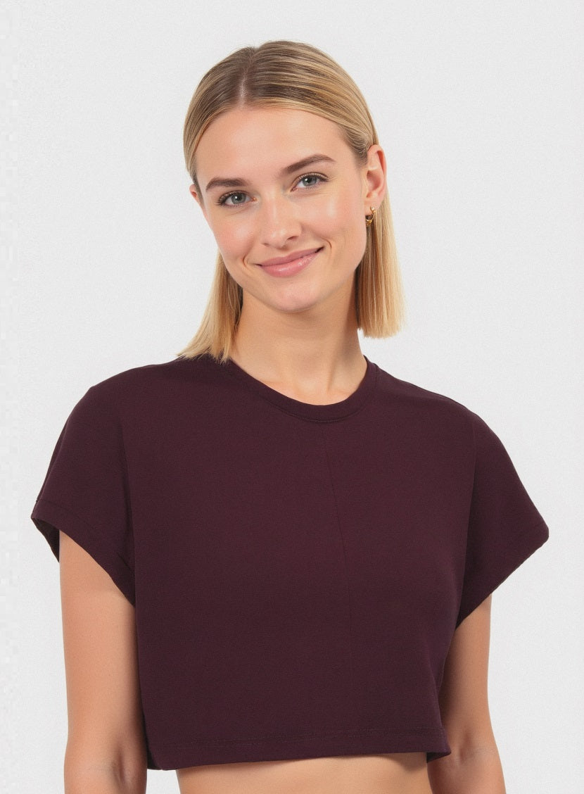 T-SHIRT CON RISVOLTO - Bordeaux