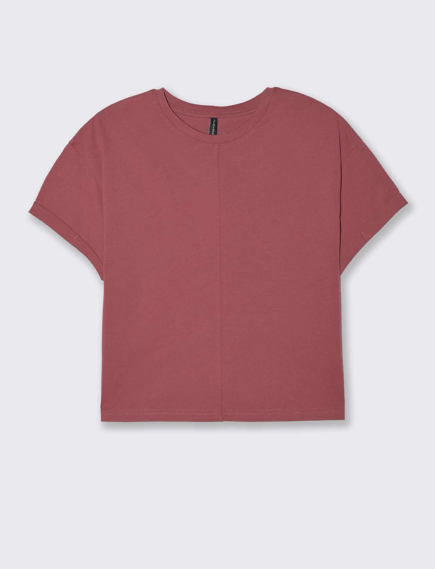 T-SHIRT CON RISVOLTO - Rosso mattone