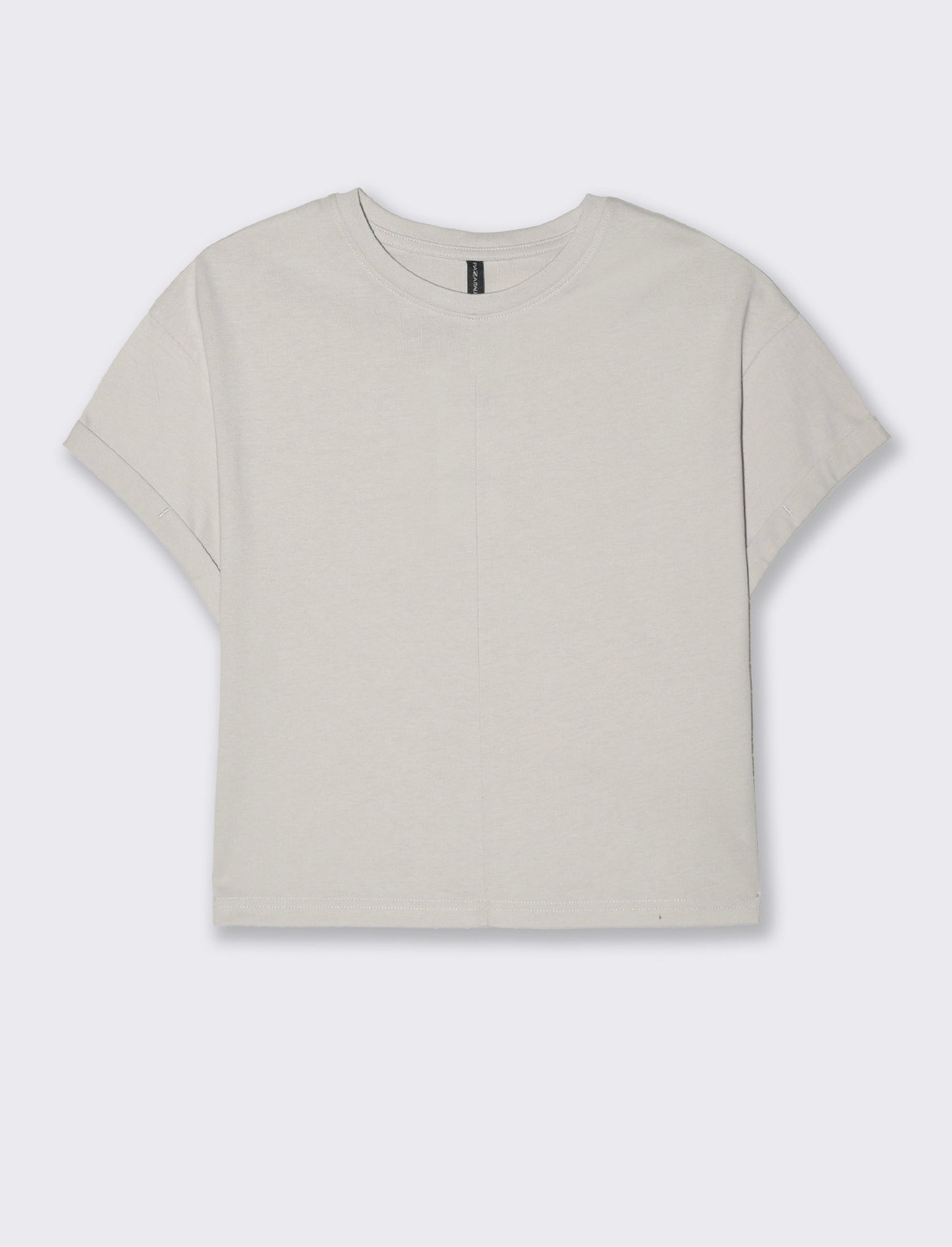 T-SHIRT CON RISVOLTO - Bianco gesso