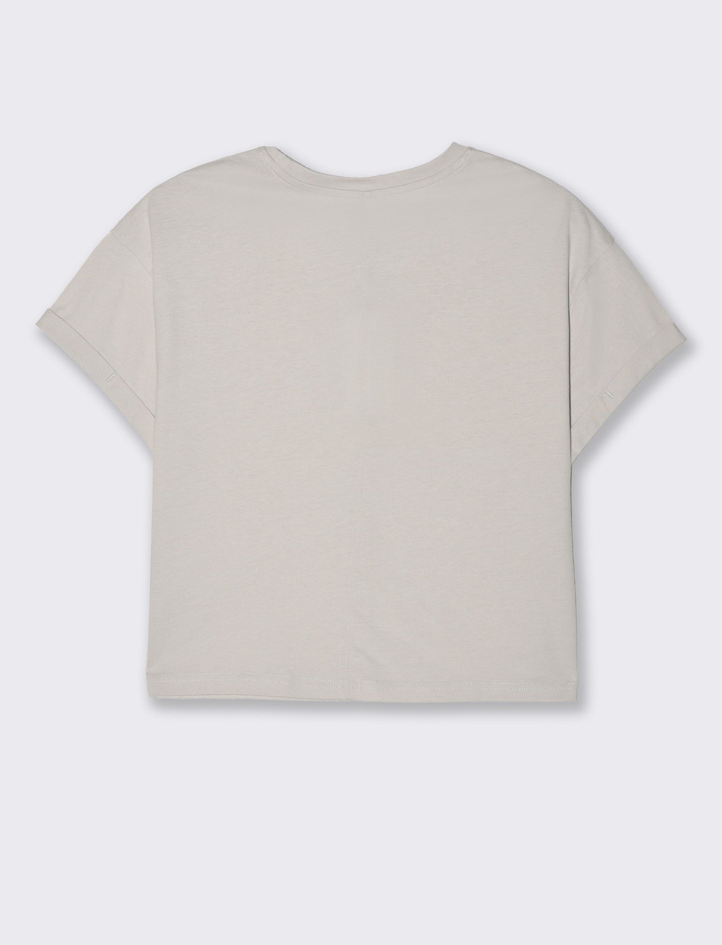 T-SHIRT CON RISVOLTO - Bianco gesso