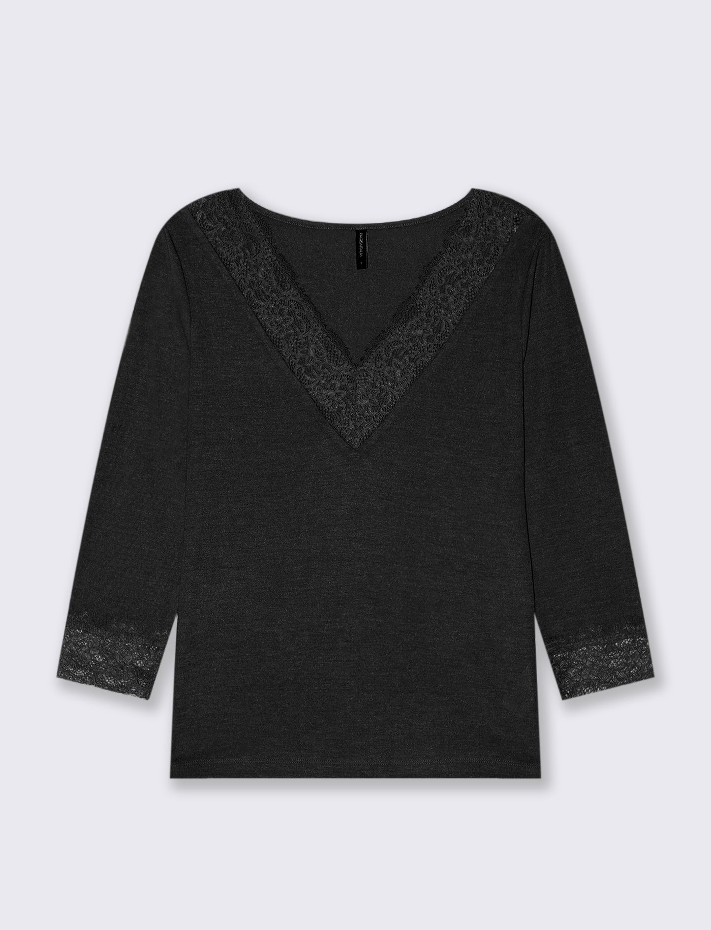 T-SHIRT CON PIZZO - Nero