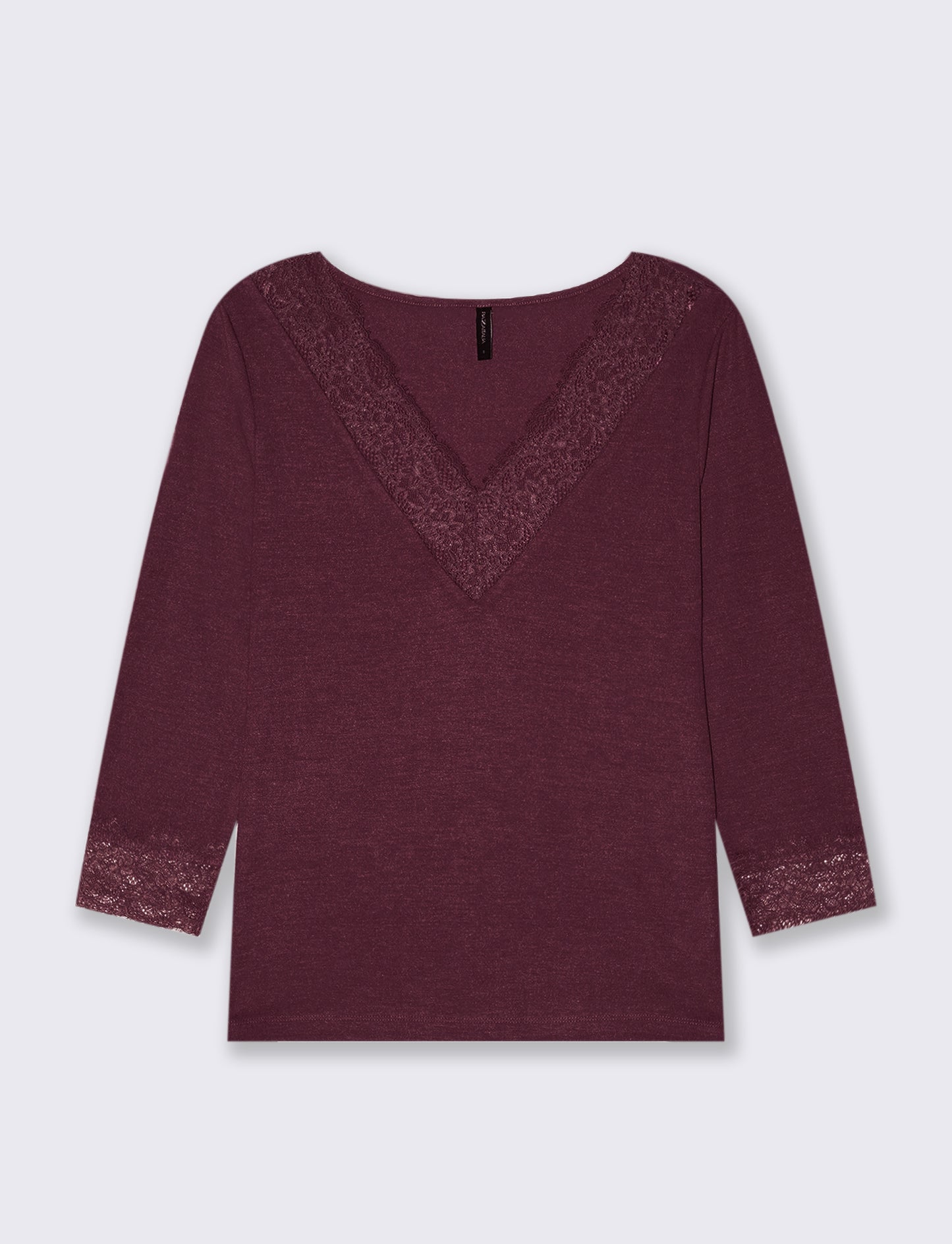 T-SHIRT CON PIZZO - Bordeaux