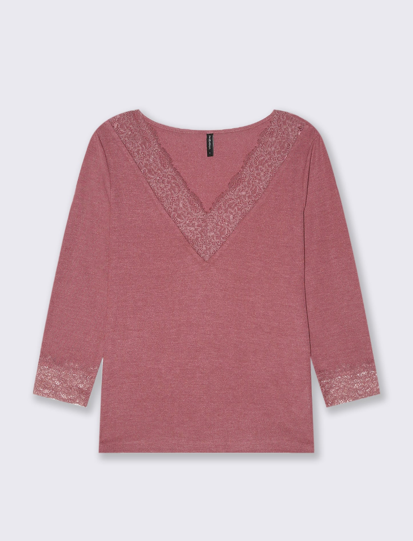 T-SHIRT CON PIZZO - Rosso mattone