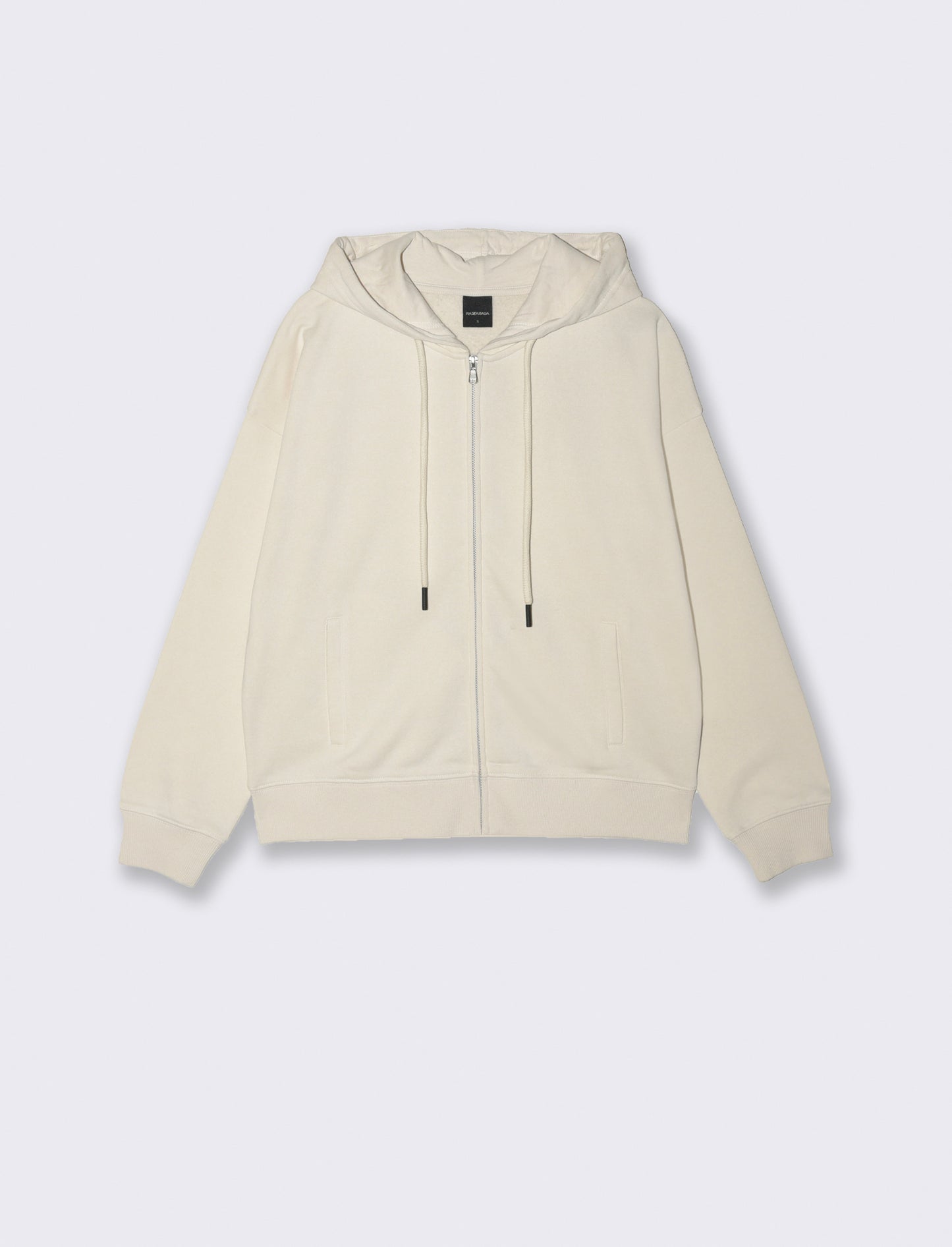 FELPA CON CAPPUCCIO E ZIP - Bianco gesso